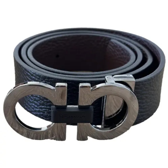 Salvatore Ferragamo 38 inMen's Black Leather Belt